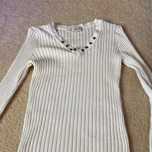 White ribbed lace up top